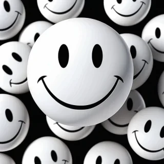 white smiley face black background