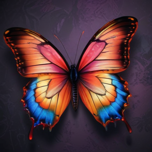Vibrant Butterfly with Stunning Orange and Blue Wings Against Dark ...