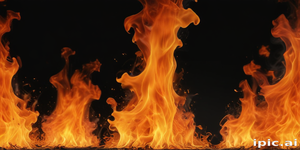 Vivid Flames Dancing Against a Dark Background in a Fiery Display