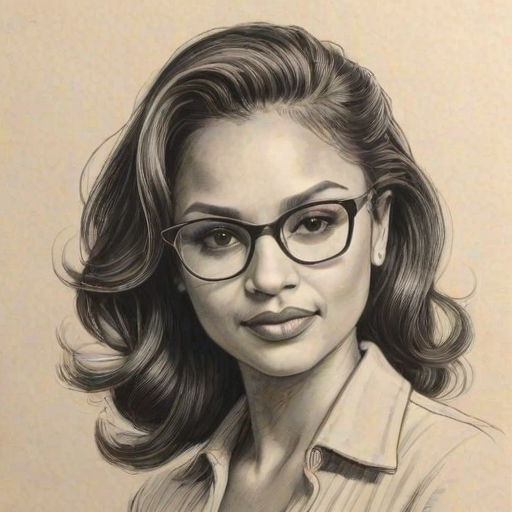 Captivating Danielle Nicolet, pencil sketch, portrait of Attractive woman 1945s in glasses, hair style beatnik, outline, clear lines, fine lines, 8k