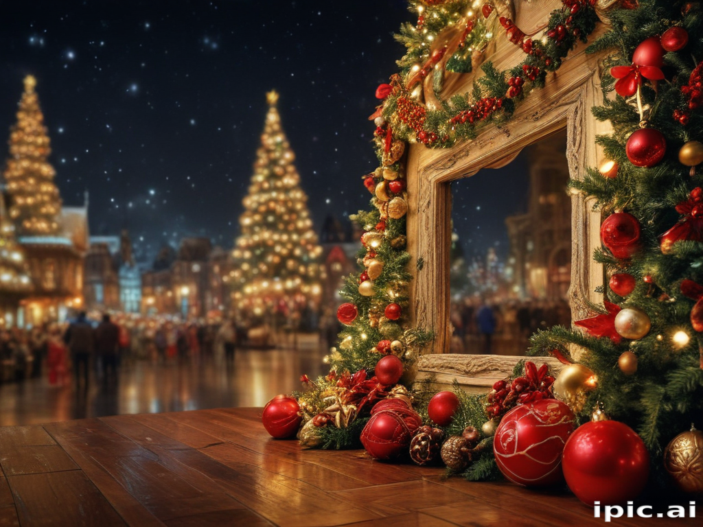 Enchanting Christmas Scene with Festive Decorations and Sparkling ...