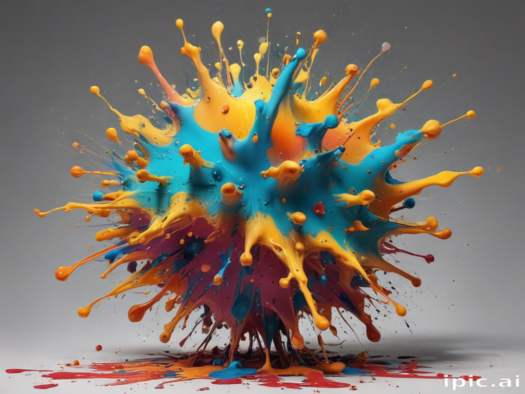 Vibrant Explosion of Colorful Paint Splashes Creating Dynamic Visual Energy