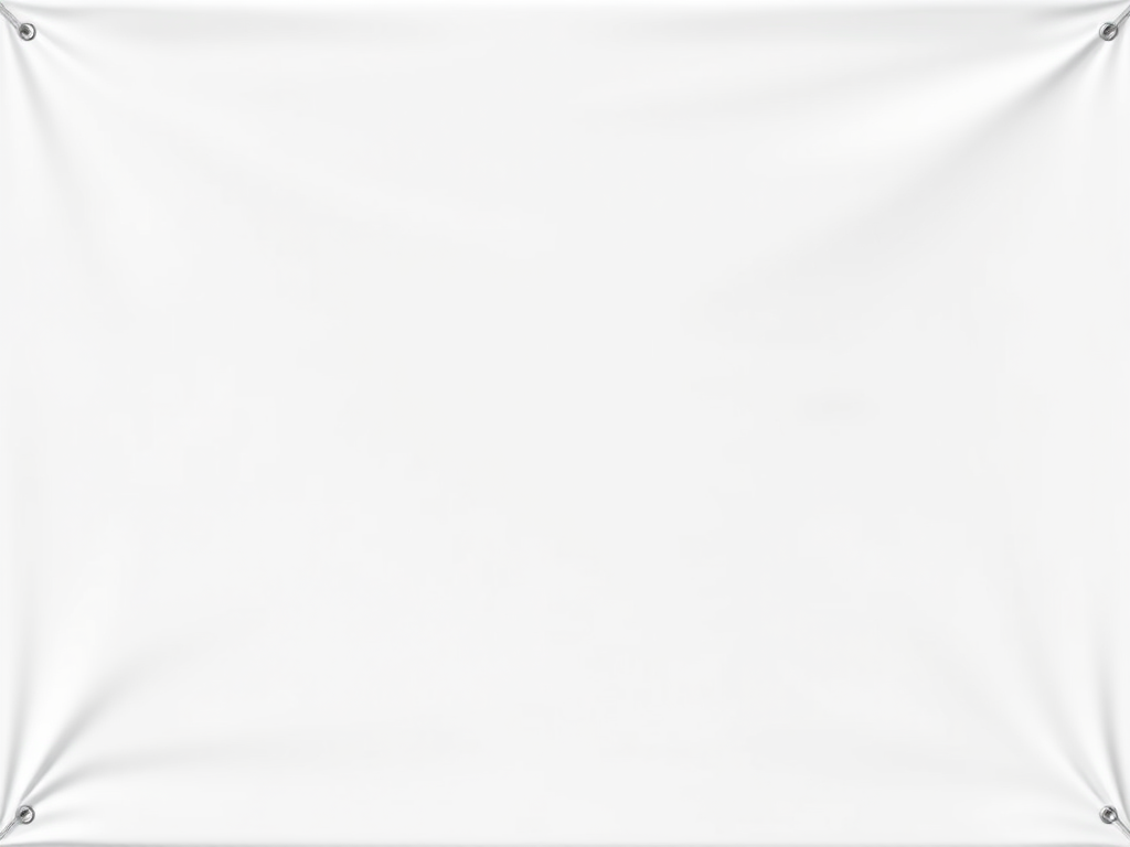 a clean white banner with curved ends, frontal view, high-resolution, f/2.8 aperture, 1/250 shutter speed, ISO 100, natural lighting, DSLR camera