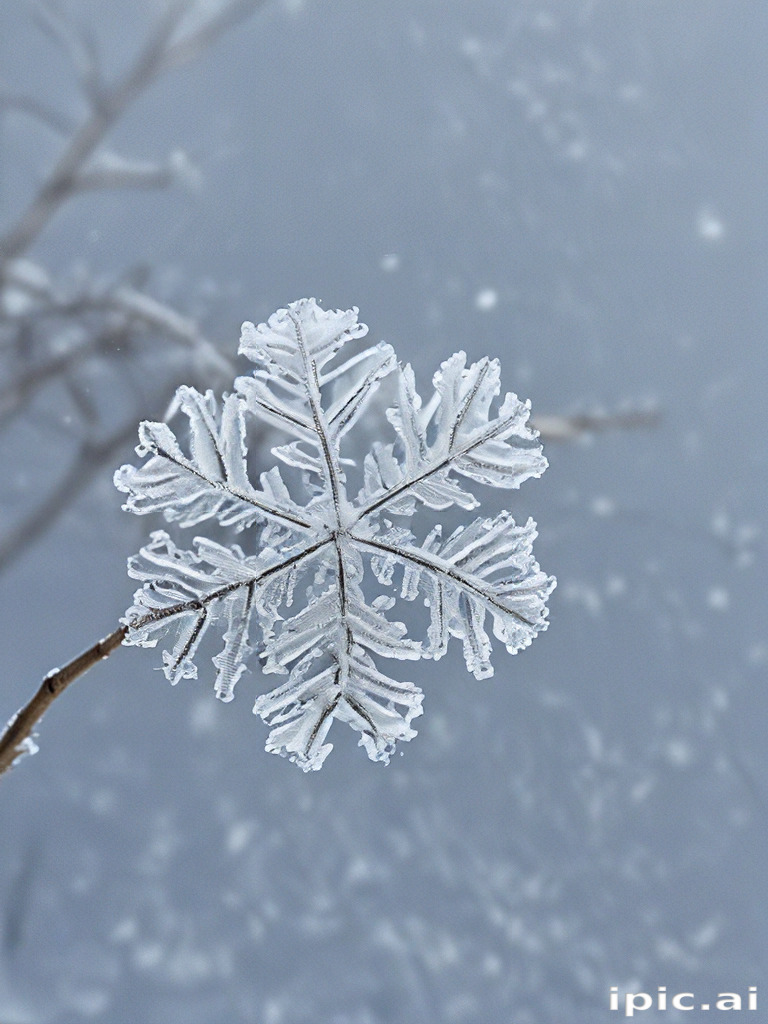 Delicate Snowflake Glimmering in a Winter Wonderland of Soft White.
