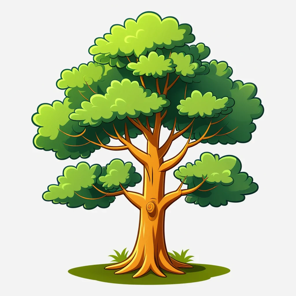 Vibrant Green Tree with Lush Foliage and a Sturdy Brown Trunk