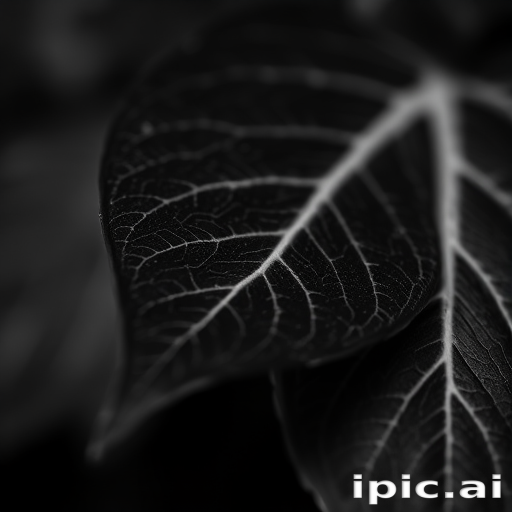 leaf in black and white