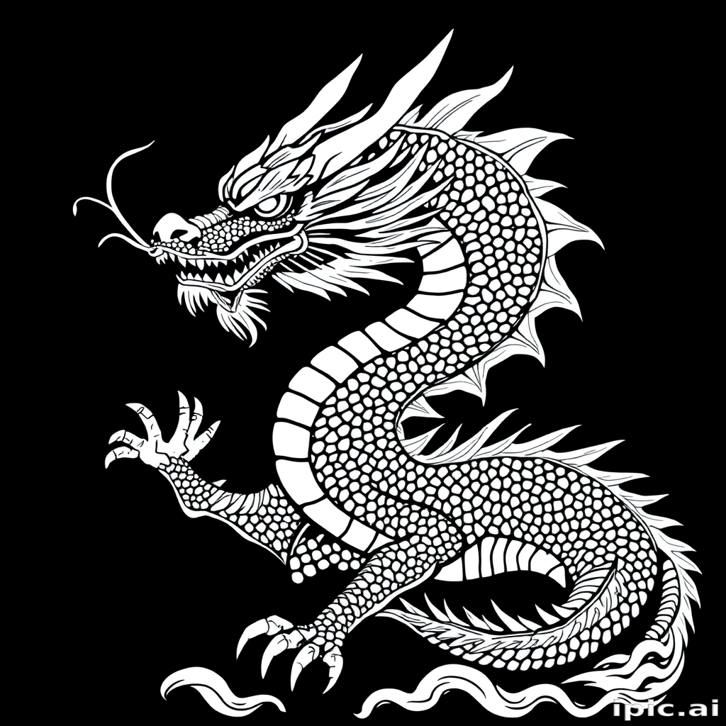 dragon black and white