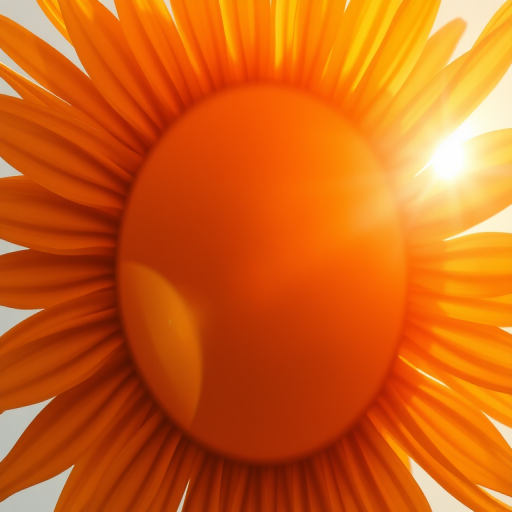 Create a vibrant sun with rays emanating outward in gradient shades of yellow and orange, captured in high resolution using a DSLR camera at f/8, 1/250s, ISO 100, in a macro view to enhance details, with a vivid color style for improved image quality.