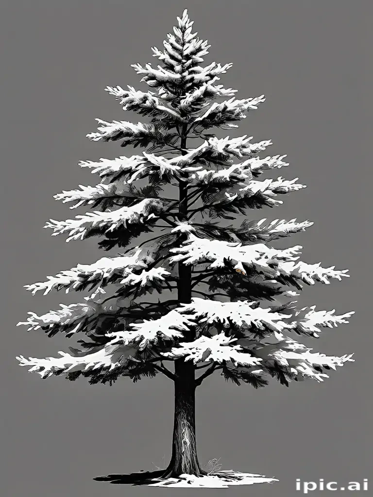 pine tree clipart black and white