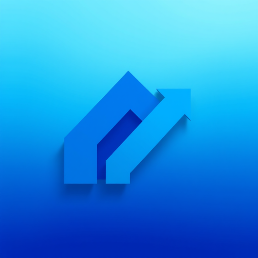 Create a vivid abstract graphic featuring three overlapping arrows in varying shades of blue, with a smooth gradient background transitioning from light to dark blue, captured with a Canon EOS R5 at f/8, ISO 100, 1/125s, in a landscape view with a professional digital art style.