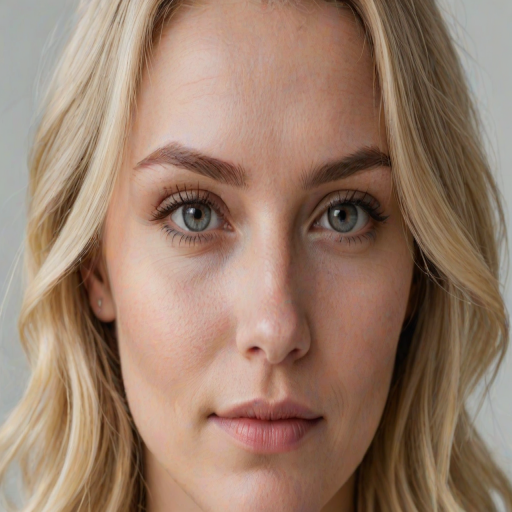 close up portrait of a woman, blonde hair