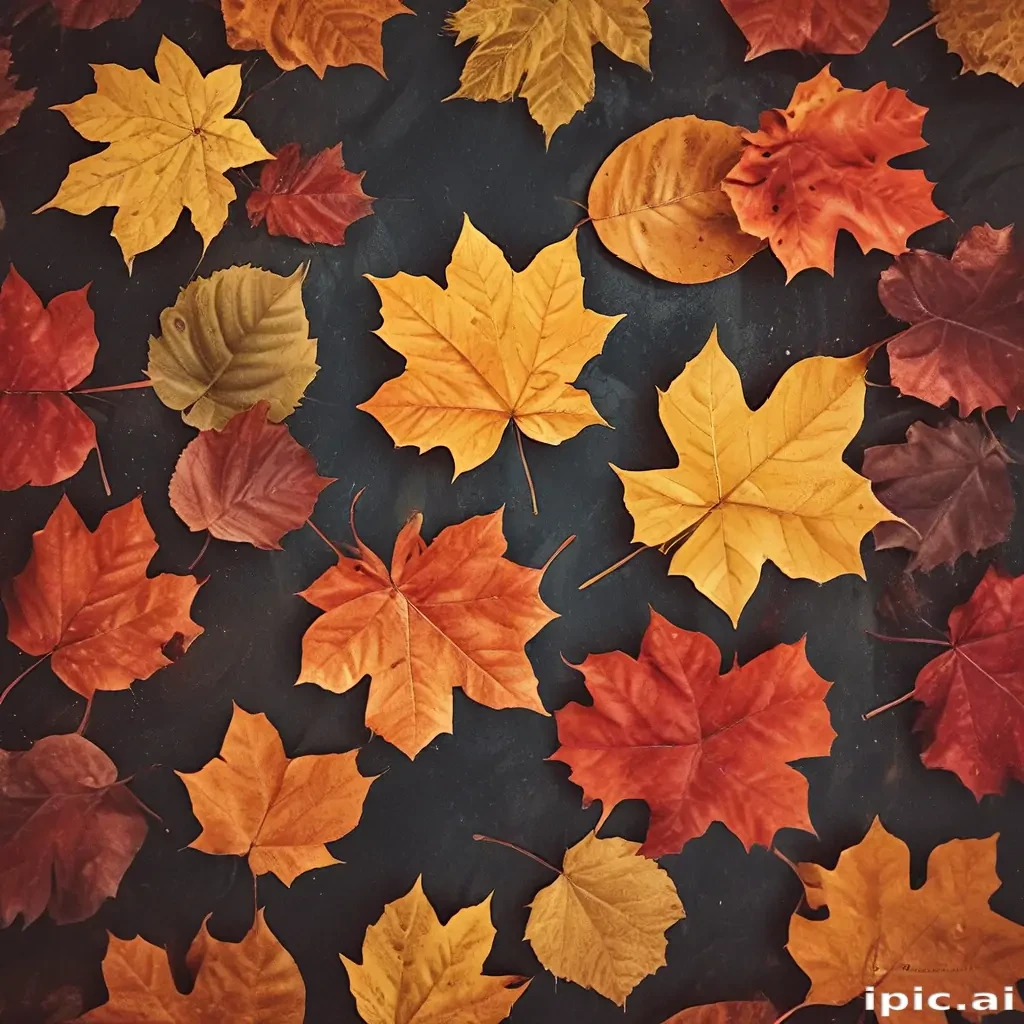 Autumn Leaves in Vibrant Colors Spread Across a Dark Surface