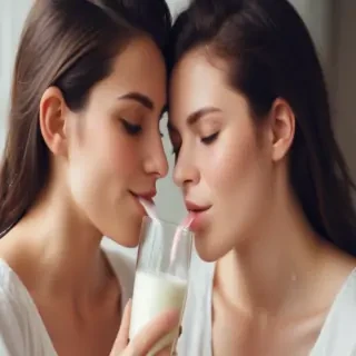 lesbians drinking milk
