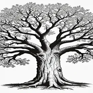 oak tree clipart black and white