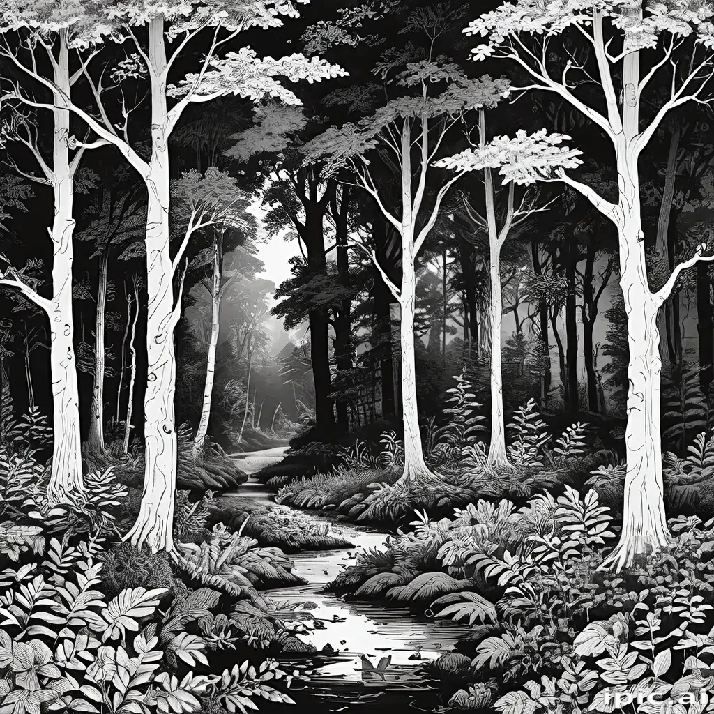 forest clipart black and white