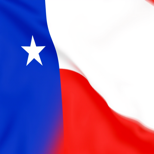 Create a high-resolution image of the Chilean flag with a clear blue section featuring a white five-pointed star in the blue canton, the top half white and the bottom half red, captured with a DSLR camera, aperture set to f/8, shutter speed 1/250s, ISO 100, shot from a straight-on view for optimal clarity and color reproduction.