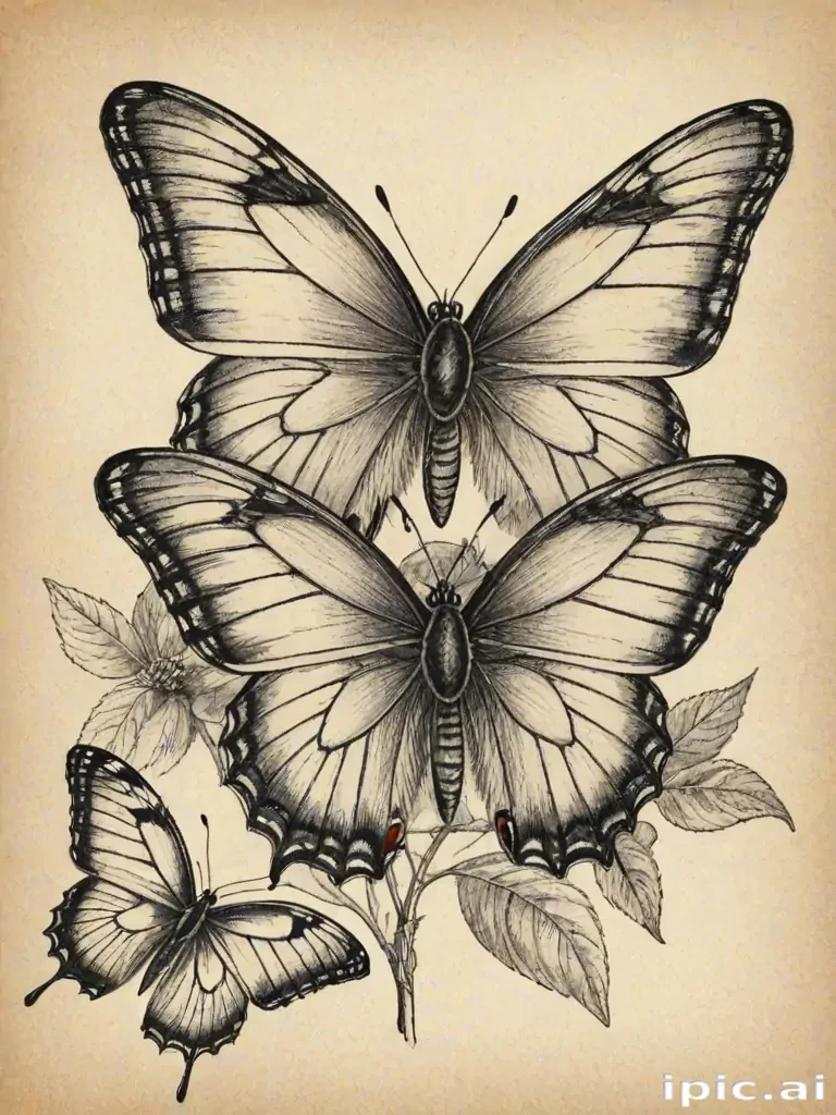 pictures of drawings of butterflies