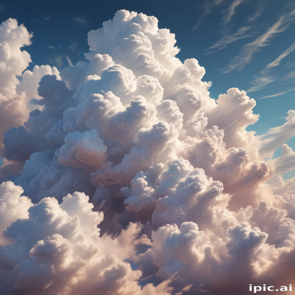 Majestic Towering Clouds Illuminated by Soft Sunset Light in Sky
