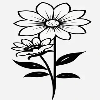 flower clip art black and white