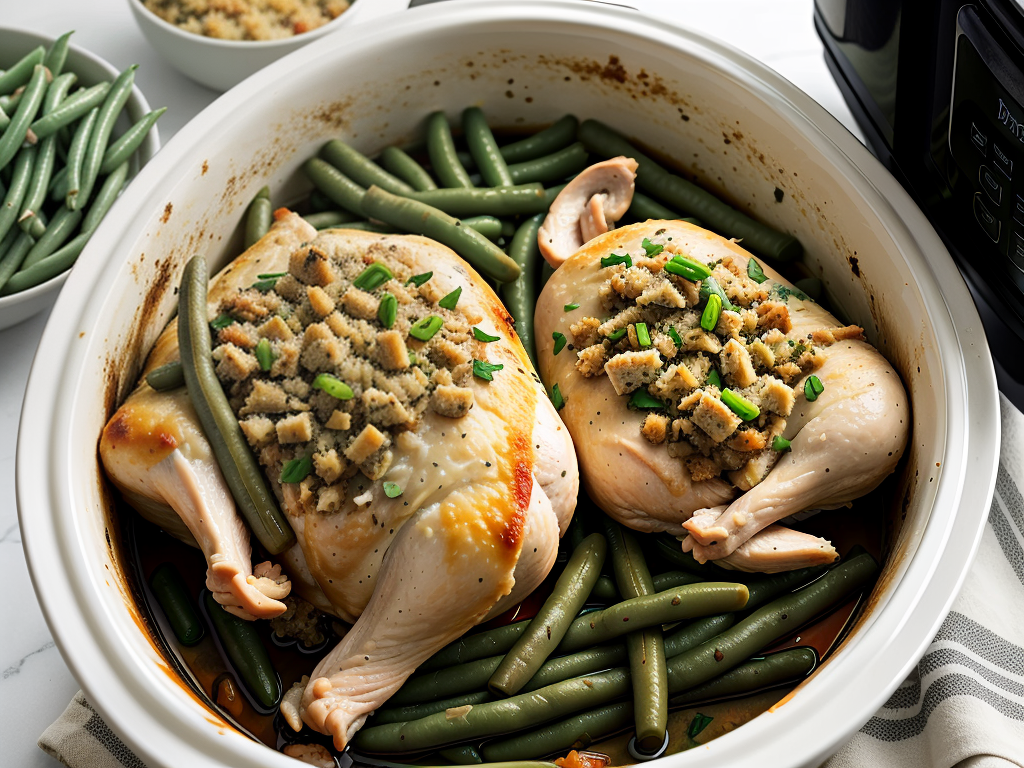 crockpot chicken with stuffing and green beans