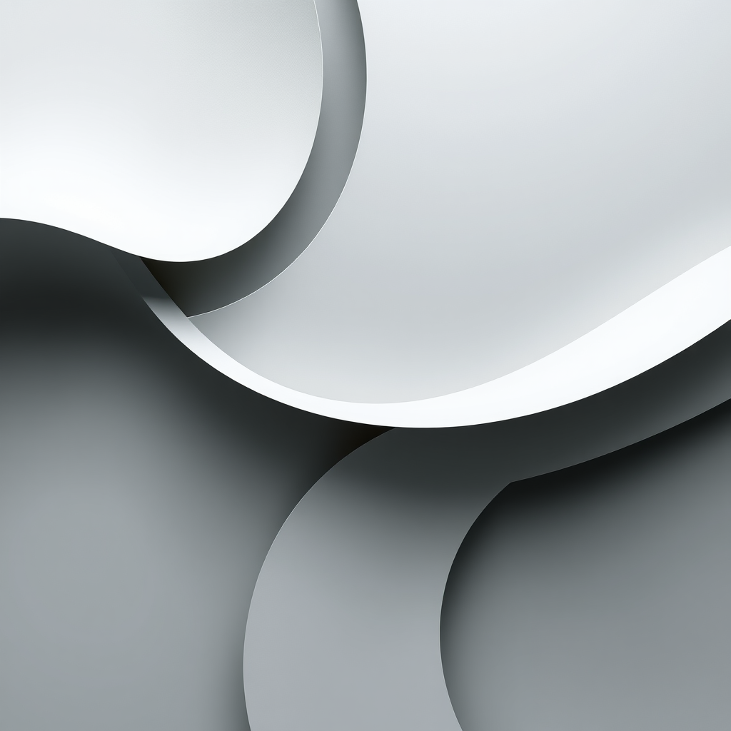 Create a high-resolution vector illustration of a minimalist abstract design featuring elegant curves and geometric shapes, captured with a Canon EOS R5 at f/8, ISO 100, 1/200s, in a top-down view with a soft light that enhances the contrasts and smooth textures.