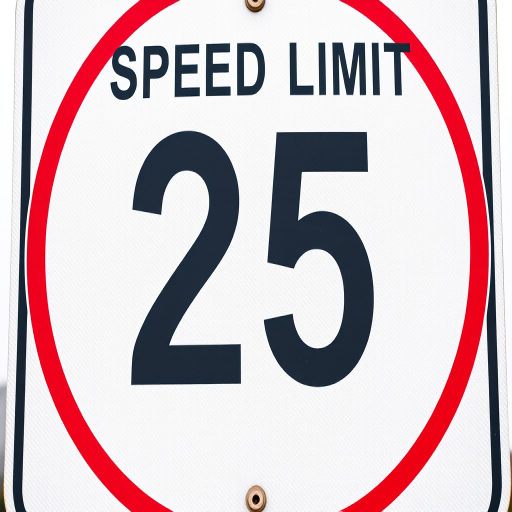 Generate a high-resolution image of a speed limit sign stating "SPEED LIMIT 25" with a clean white background and bold black text, captured using a DSLR camera with a 50mm lens at f/2.8 aperture, ISO 100, and a shallow depth of field to focus on the sign and blur the background, from a straight-on view to enhance clarity.