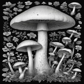 mushroom clipart black and white