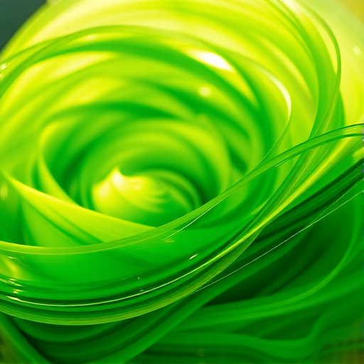 Generate a vibrant abstract image of swirling colors with a focus on green tones, using a Canon EOS R5, 50mm lens, f/1.8 aperture, ISO 100, and a narrow depth of field for a soft background blur, shot in natural light with a dynamic composition.