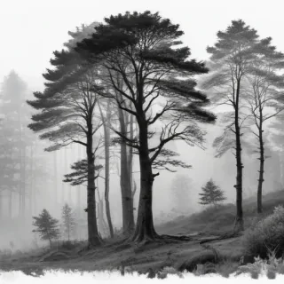 forest clipart black and white