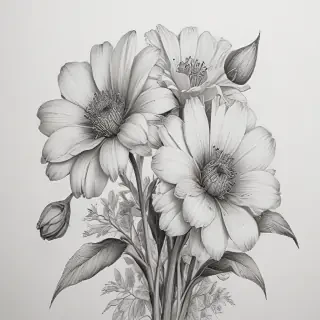 pencil drawn flowers