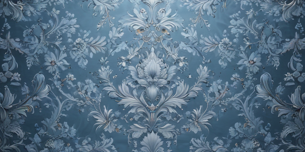 Elegant Floral Pattern Design in Soft Blue Tones with Intricate Details
