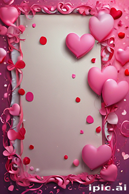 Colorful Pink Heart-Themed Frame Perfect for Romantic Valentine's Day ...