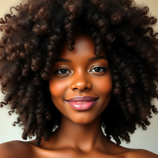 Voluminous curly afro with rich chocolate brown hues, perfectly defined coils framing the face, celebrating natural texture and embracing cultural heritage