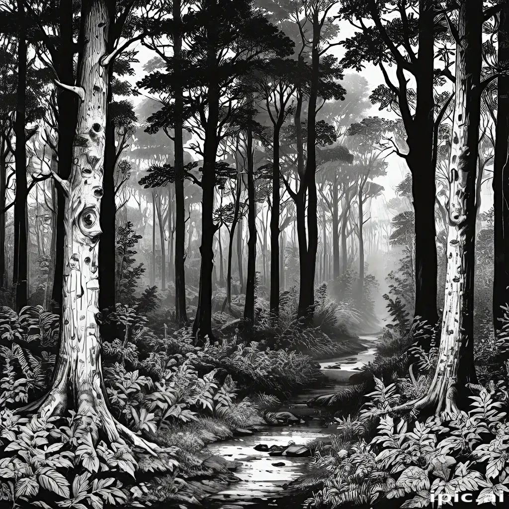 forest clipart black and white