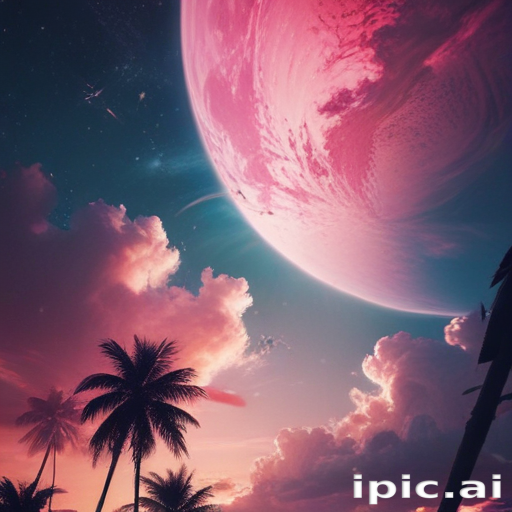 Majestic Cosmic Landscape Featuring a Distant Planet Against a Colorful Sky