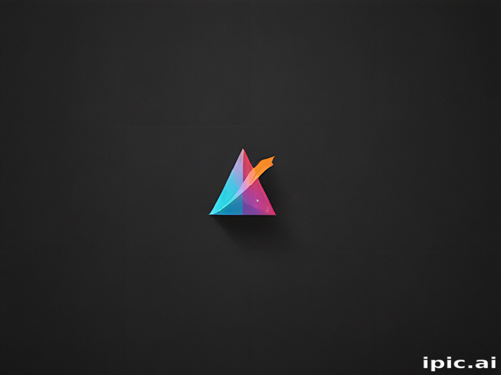 Abstract Geometric Shape with Vibrant Colors Against a Dark Background