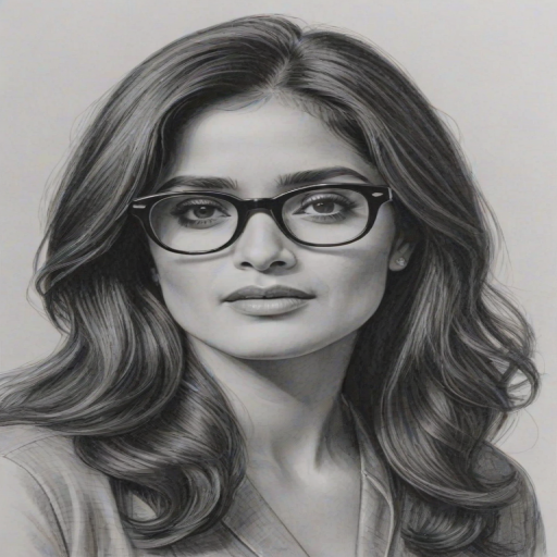 Lovely Salma Hayek, pencil sketch, portrait of Beauteous woman 1963s in glasses, hair style beatnik, outline, clear lines, fine lines, 8k