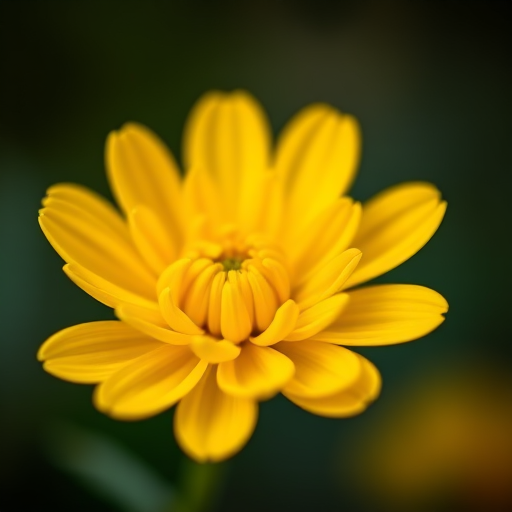 a close-up shot of a vibrant yellow flower, focusing on the intricate petals with a soft bokeh background, macro photography, f/2.8 aperture, ISO 100, shutter speed 1/200, 50mm lens, DSLR camera