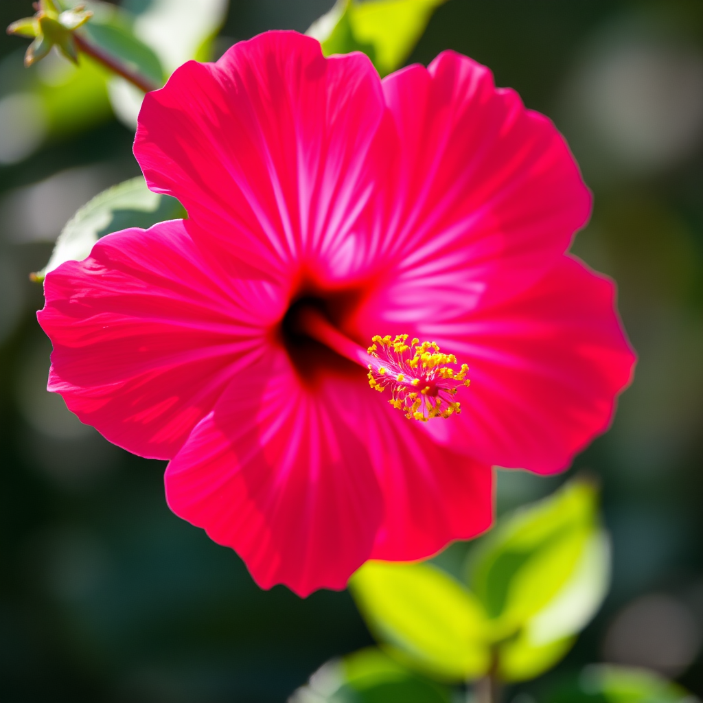 macro photography of a vibrant hibiscus flower, soft focus background, natural light, aperture f/2.8, shutter speed 1/200s, ISO 100, lens 100mm f/2.8, shot with a DSLR camera
