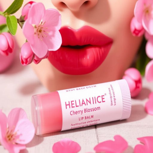 Romantic "Cherry Blossom" tinted lip balm providing a sheer wash of pink color while nourishing and protecting lips with natural botanicals and SPF protection