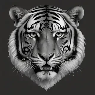 tiger clipart black and white