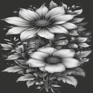 flower clip art black and white