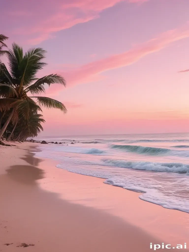 pastel pink beach wallpaper
