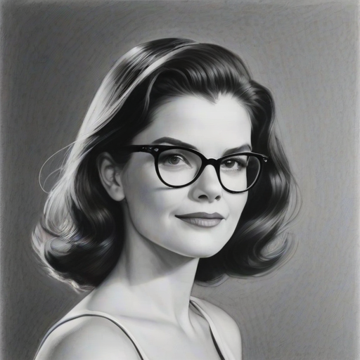 Exquisite Betsy Brandt, pencil sketch, portrait of Dazzling woman 1953s in glasses, hair style beatnik, outline, clear lines, fine lines, 8k