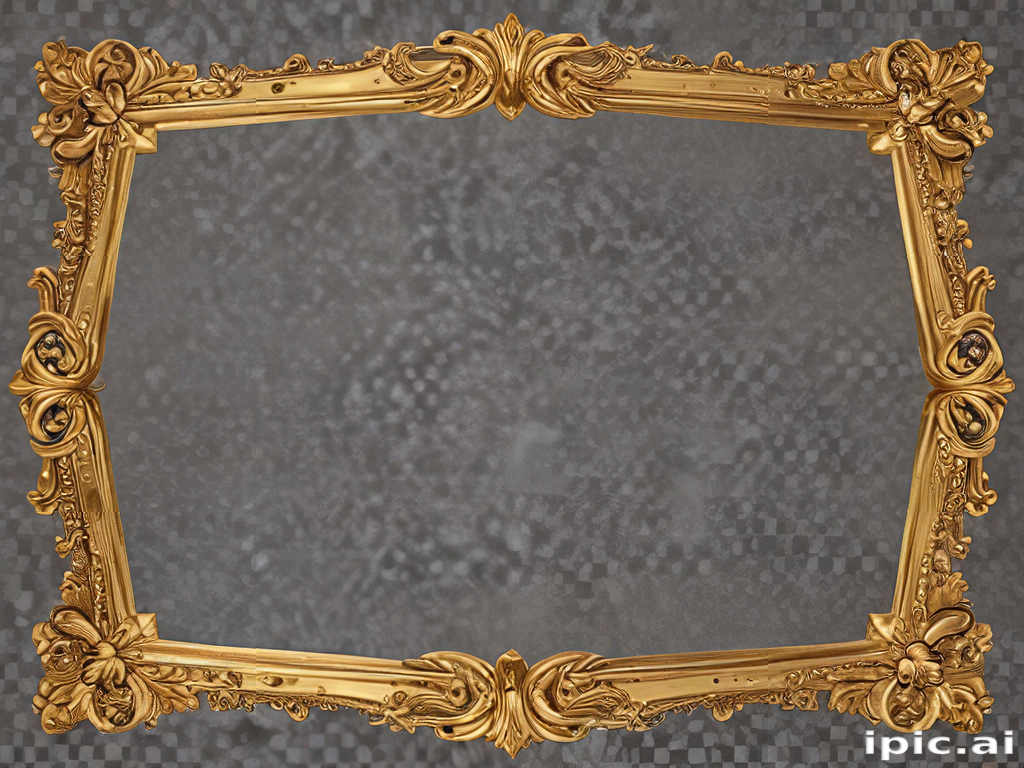 Ornate Golden Picture Frame with Intricate Floral Designs and Patterns
