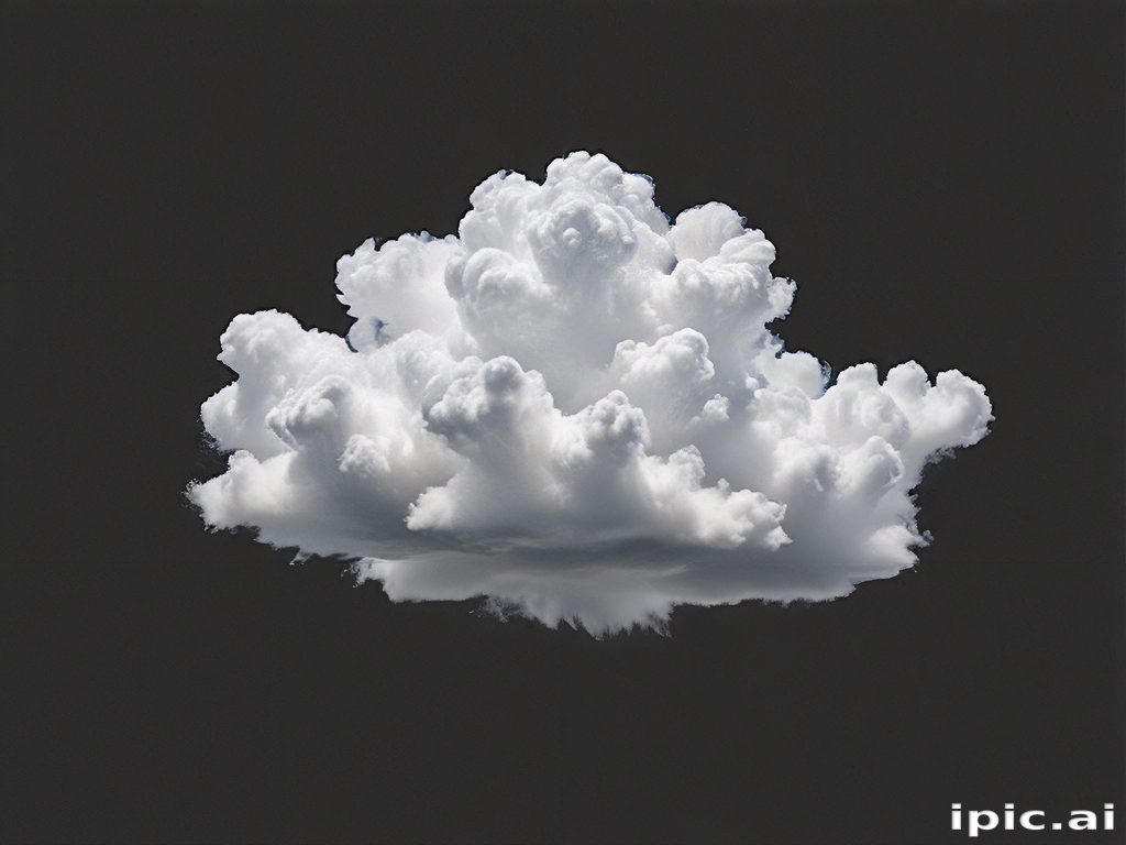 Fluffy White Cloud with Intricate Details Against a Dark Background Sky.