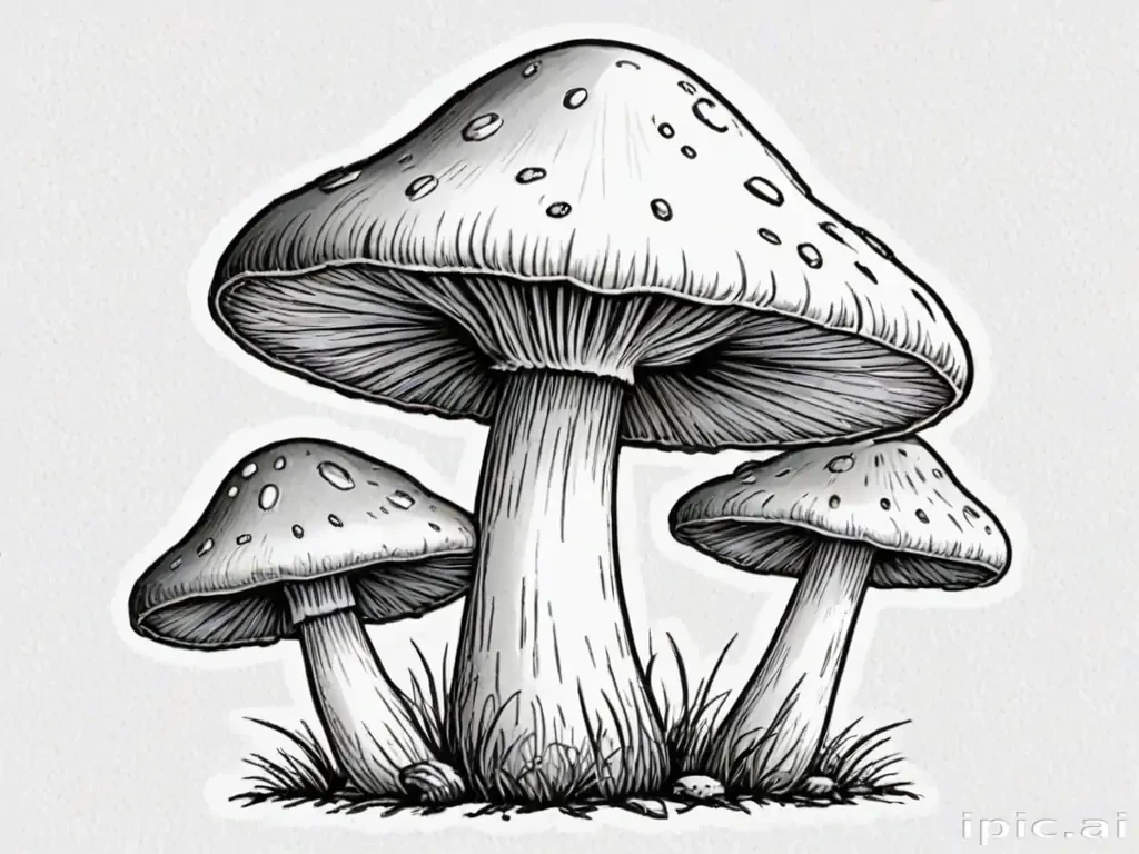 mushroom clipart black and white
