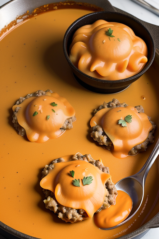 Deliciously Crafted Ravioli Topped with Creamy Orange Sauce and Fresh Herbs
