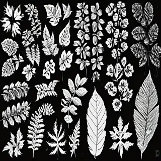 leaves clip art black and white