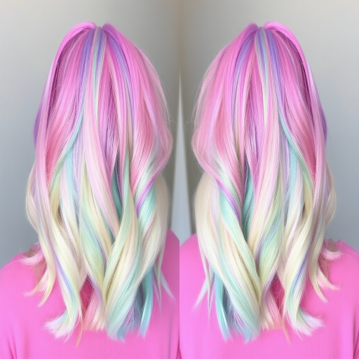 Whimsical pastel rainbow bob known as Unicorn Dream showcasing a harmonious blend of soft hues seamlessly melting together in a mesmerizing display of color reminiscent of cotton candy clouds